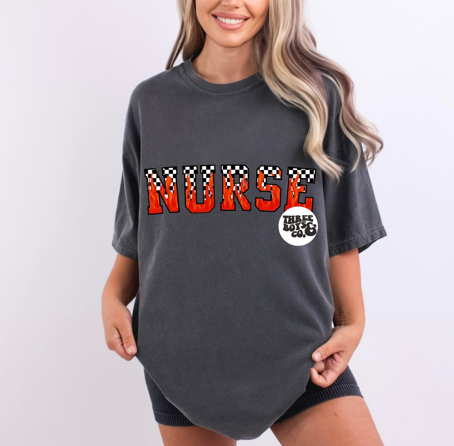 Red flame nurse tee