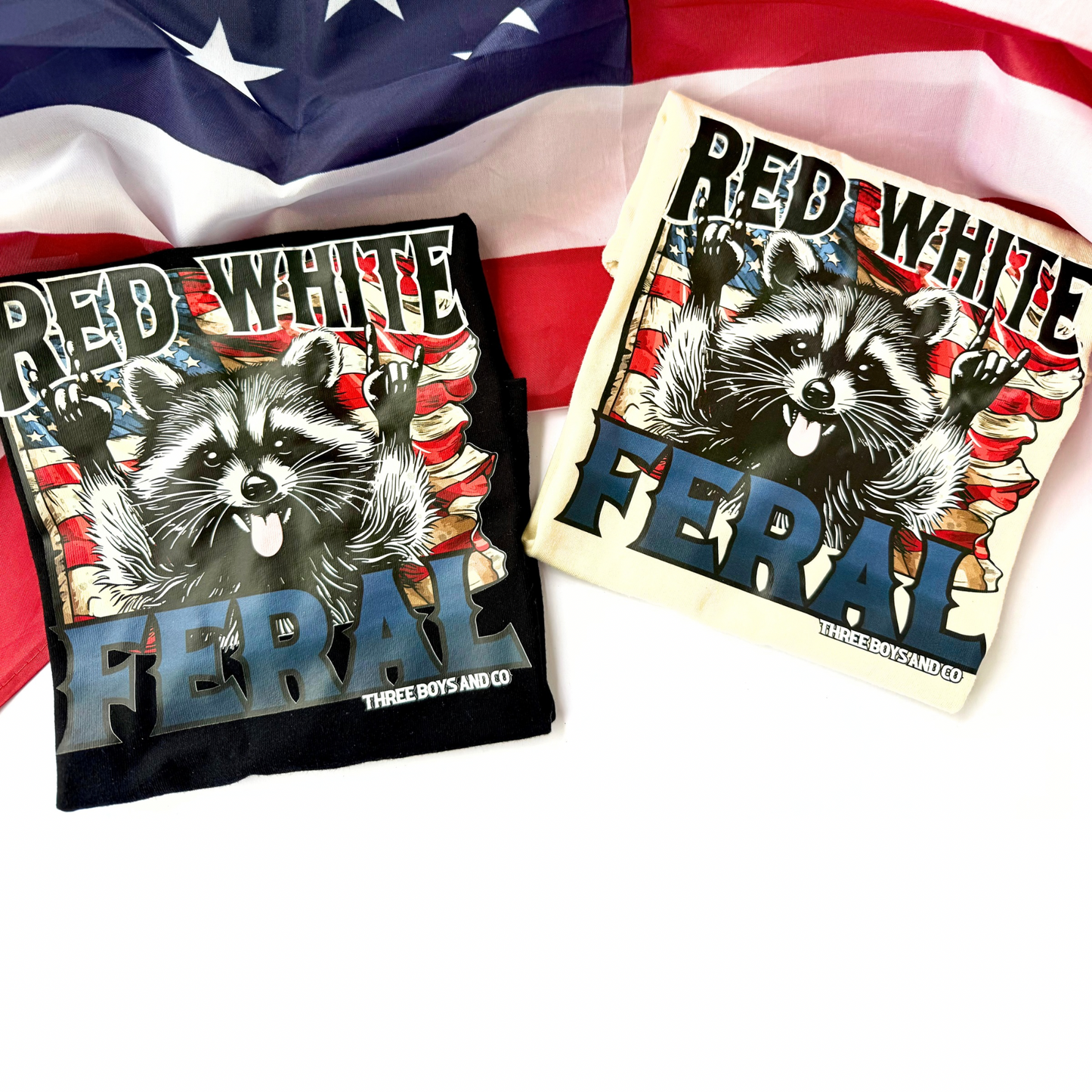 Red white and feral tee