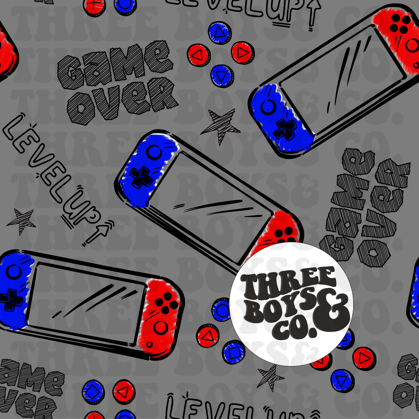 Game over red & blue seamless