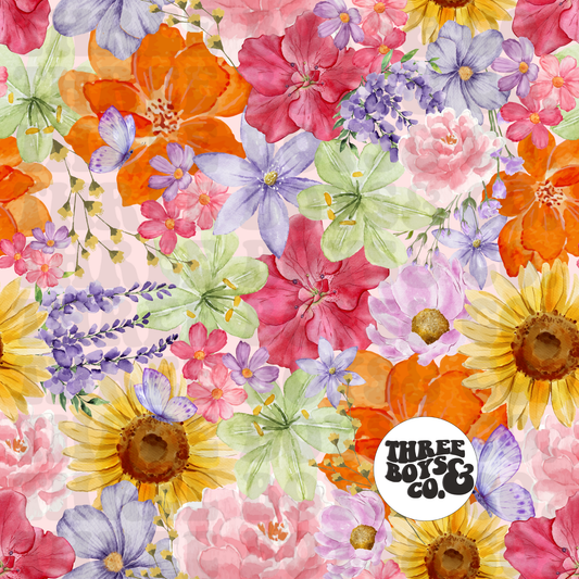 Floral seamless -blush background