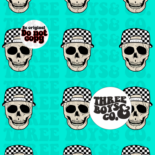 Checkered skelly bro-aqua seamless
