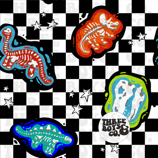 Checkered Dino bones seamless