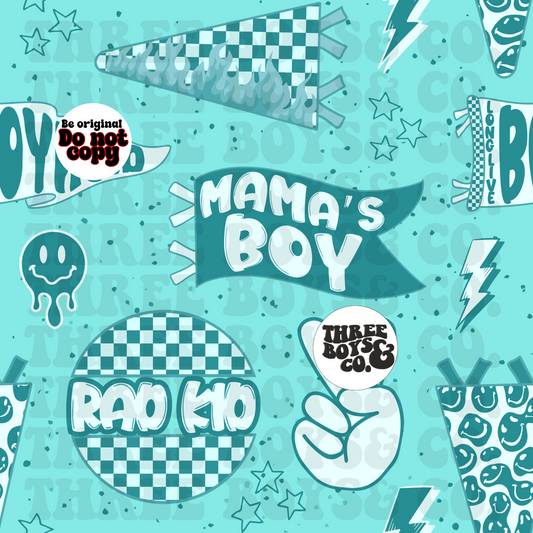 Rad kid png blue blue seamless