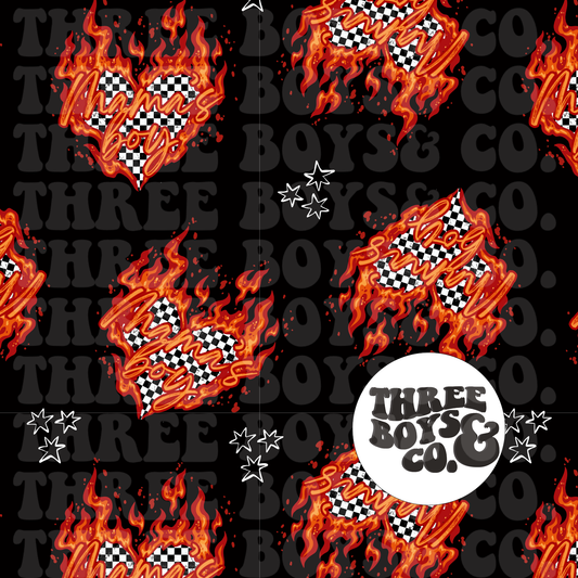 Mamas boy flame heart seamless blk