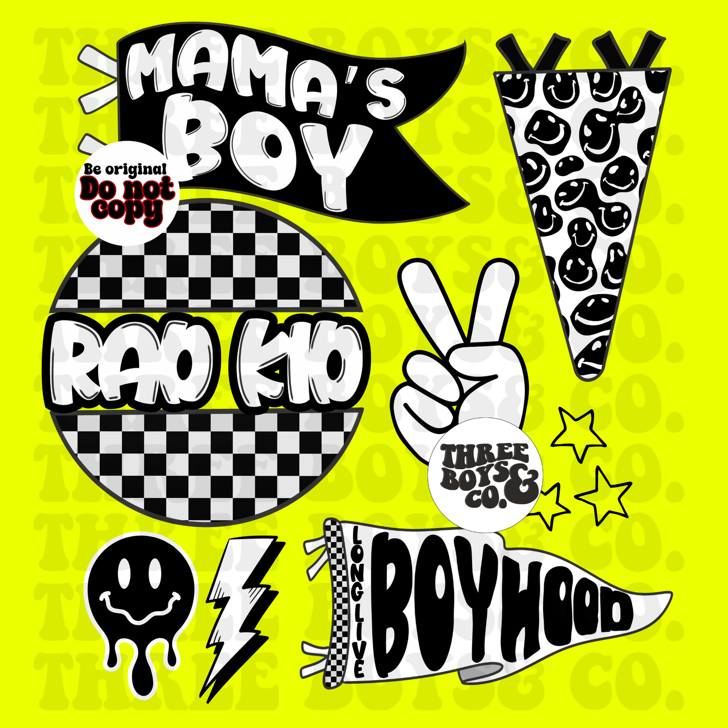 Rad kid B&W png