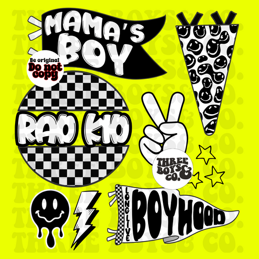 Rad kid B&W png