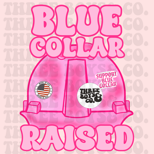 Blue collar raised pink png