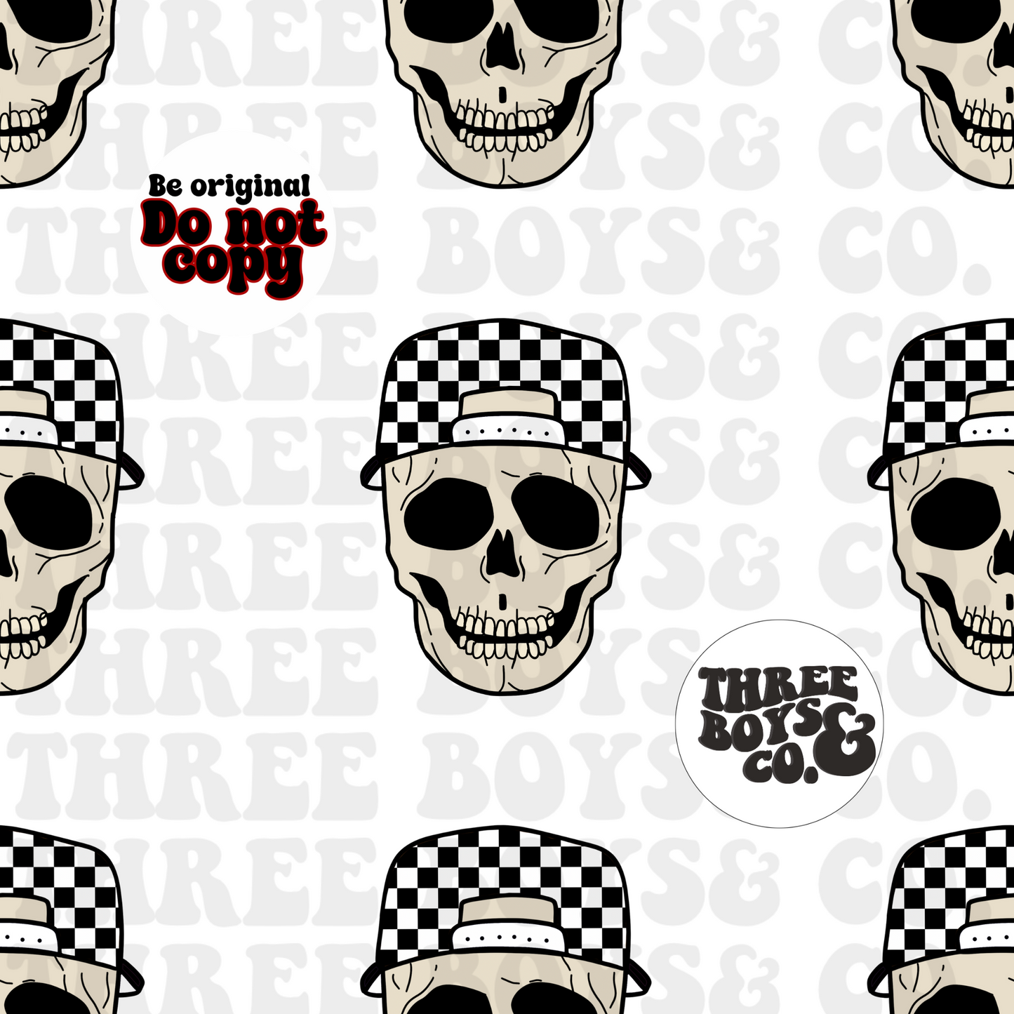 CLEAR BACK checkered skully seamless