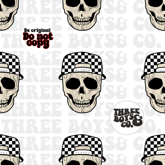 CLEAR BACK checkered skully seamless