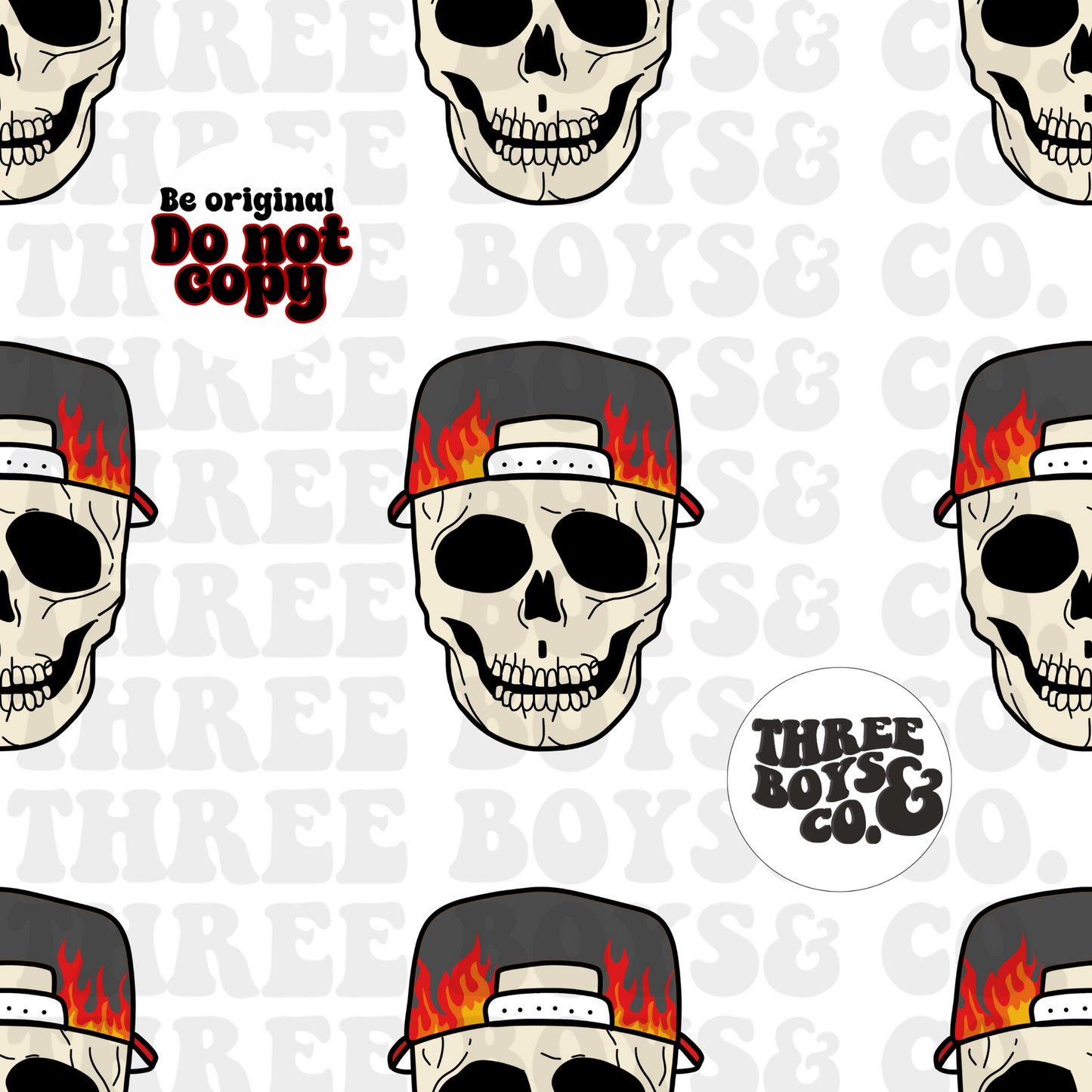 CLEAR BACKGROUND Flamin skully seamless