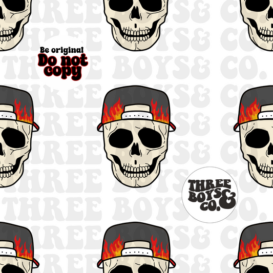 CLEAR BACKGROUND Flamin skully seamless