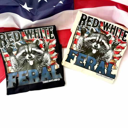 Red white and feral tee